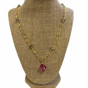 NEW!  Rose necklace kaleidoscope Crystal made by Swarovski Pendant beaded‎ chain